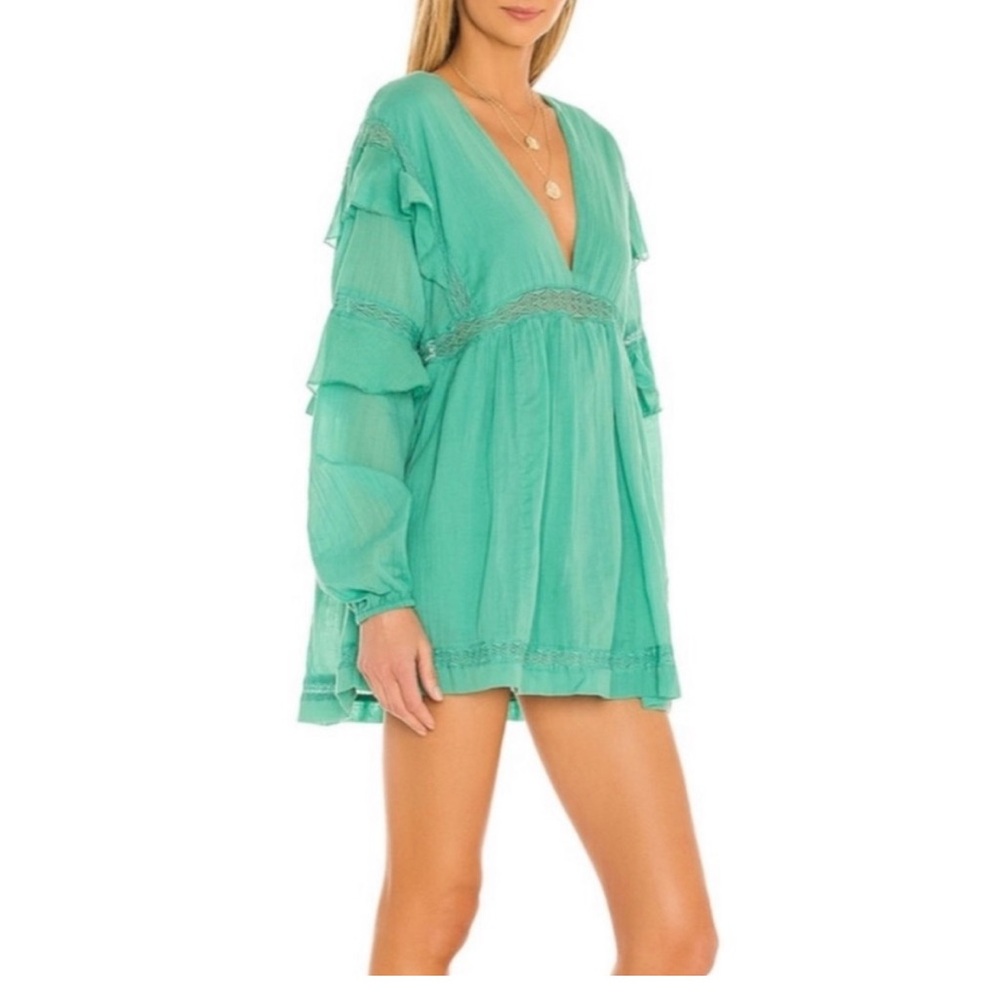 Free People Green Ruffle Mini Dress/Romper